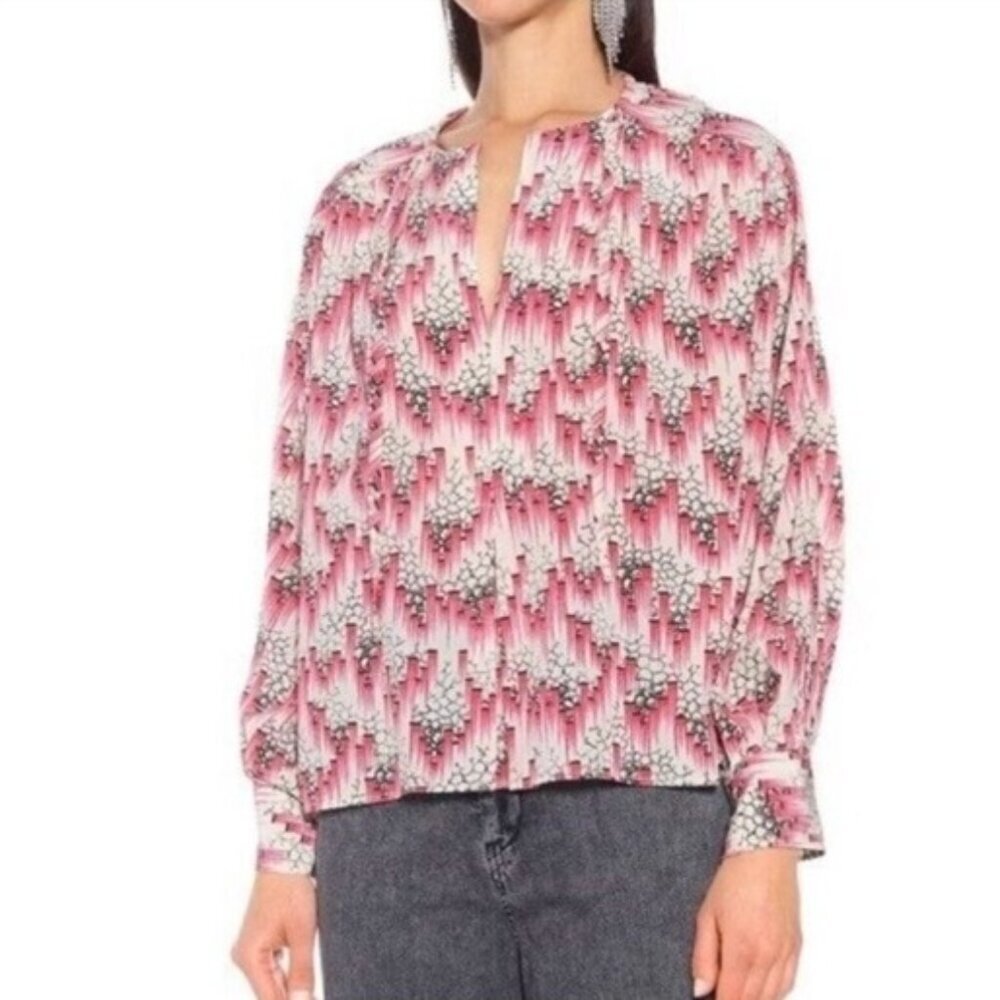 Isabel Marant Pink Stretch Silk Popover Top Sz 36 Small Quiet Luxury